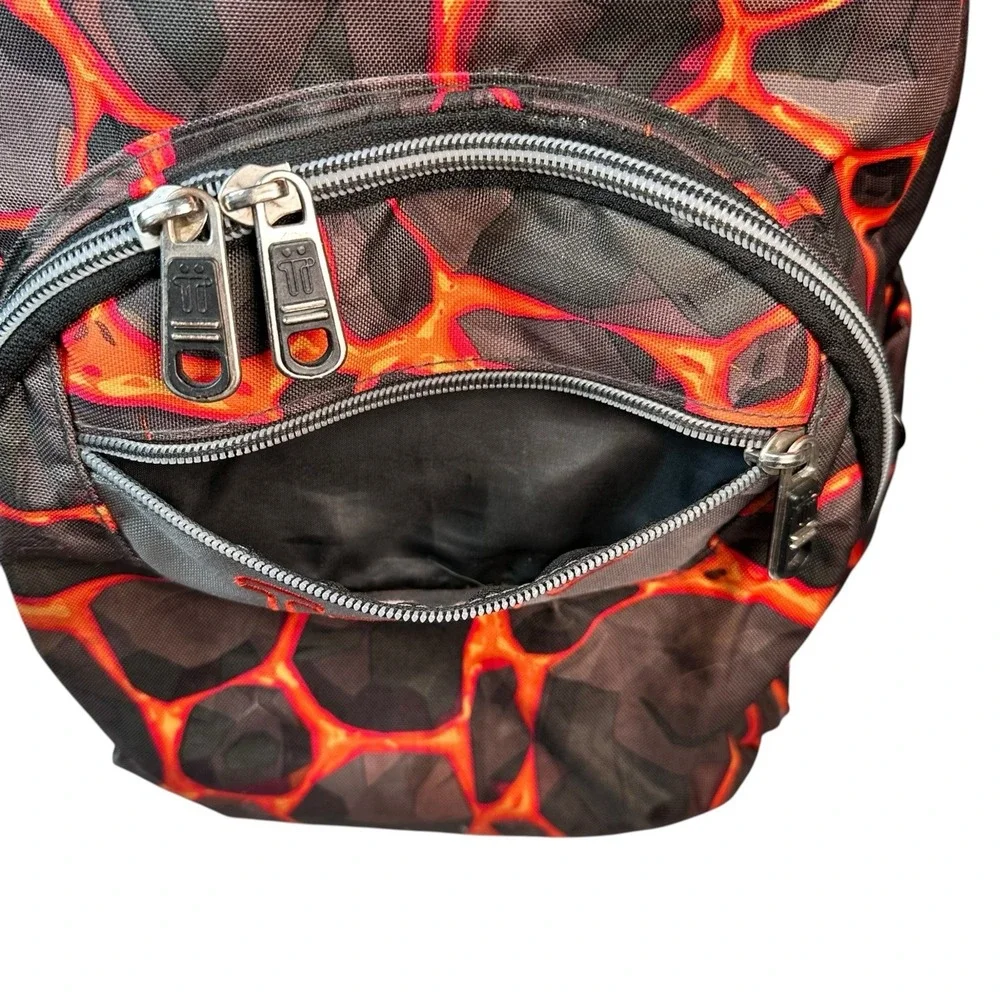 Totto Lava Magma Backpack Black Red Orange School Book Travel Organize 16x12x5